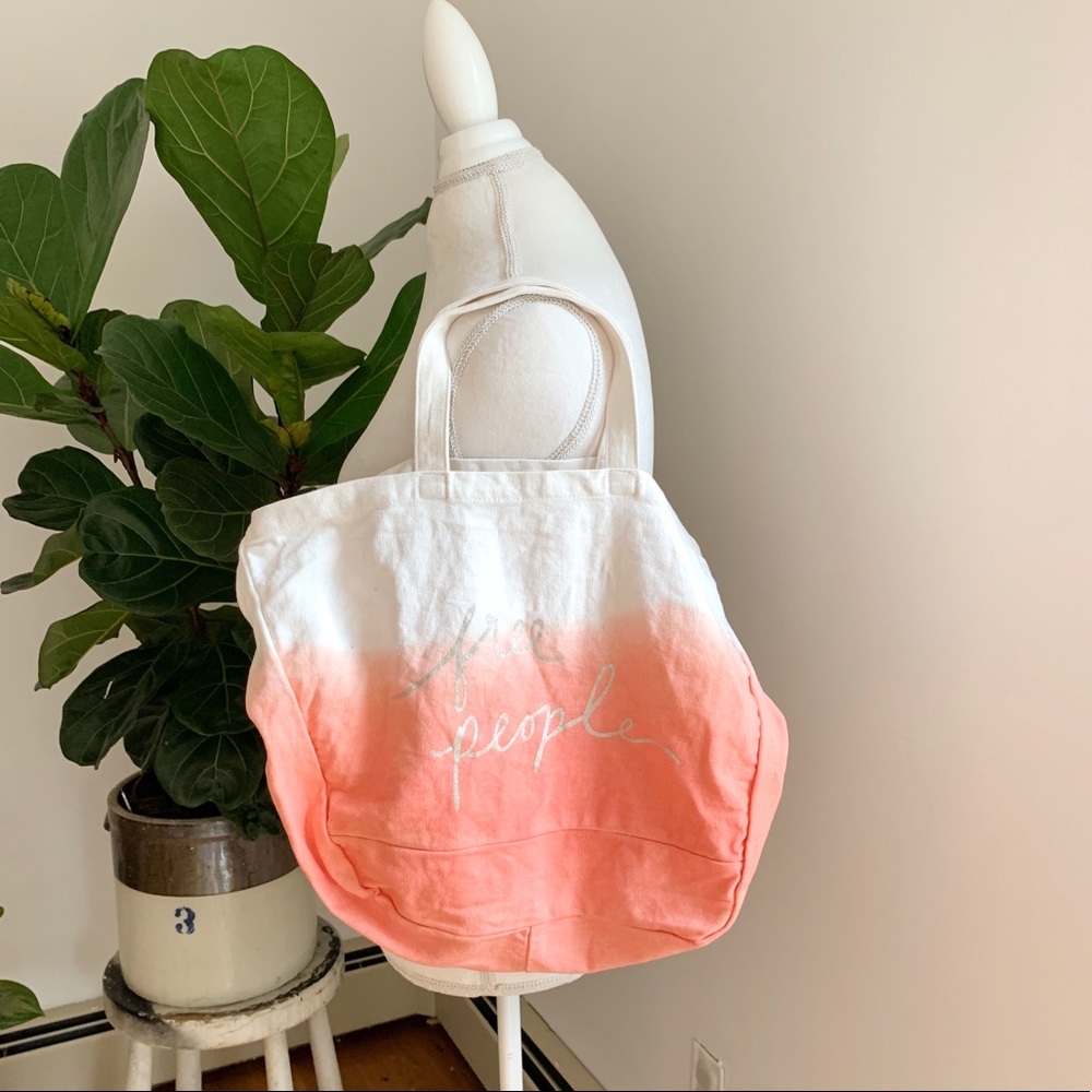 FP canvas shoulder bag tote dip dye ombre peach